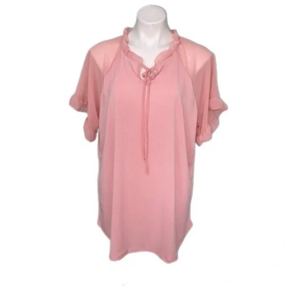 Light Pink Ruffle Sleeve Blouse Size 3X - Picture 1 of 5